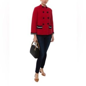 Chinti & Parker Milano Poppy Red Wool Blazer Women’s Navy White Size US 8 UK L